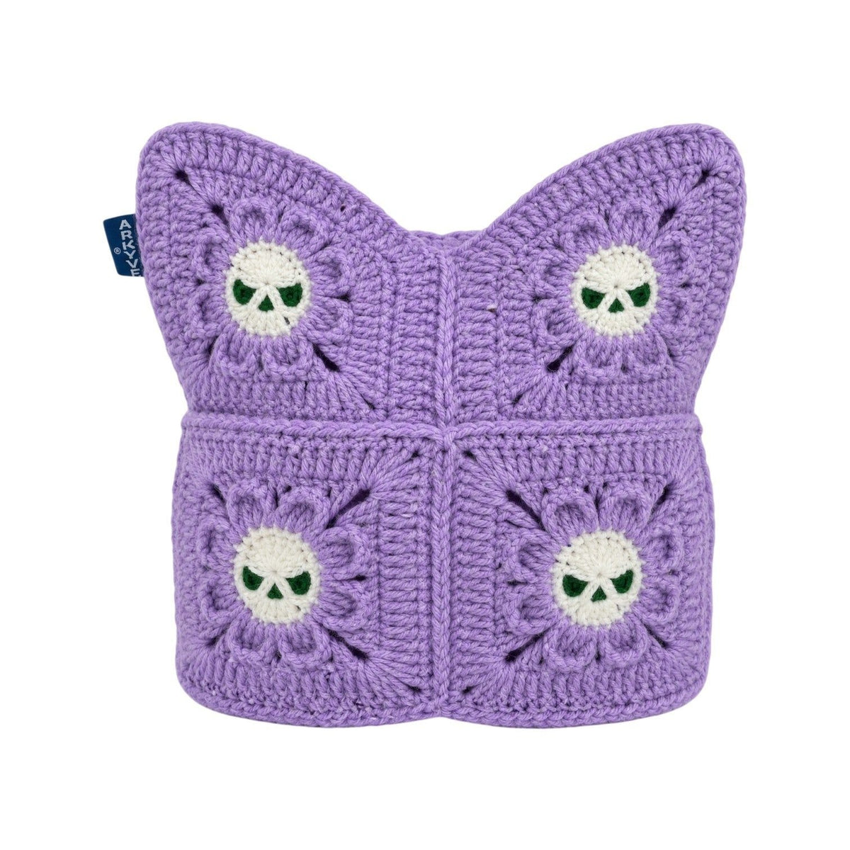 ARKYVE Floral Skull Crochet Cat Hat