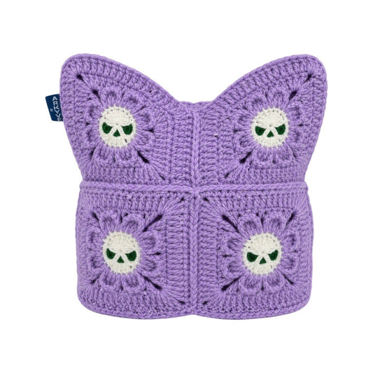 ARKYVE Floral Skull Crochet Cat Hat