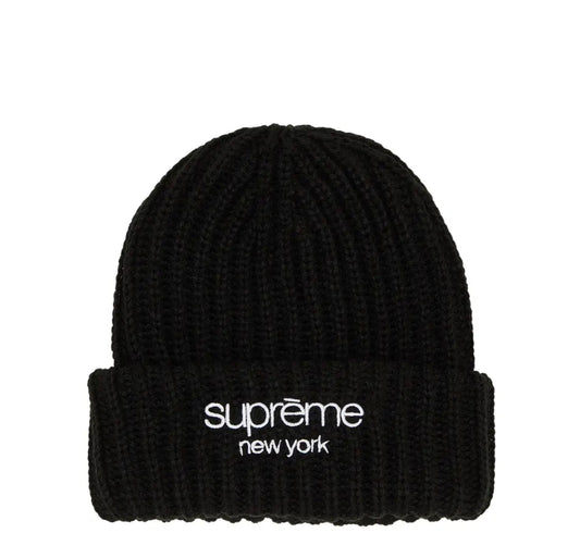 Supreme Classic Logo Chunky Ribbed Beanie 'Black