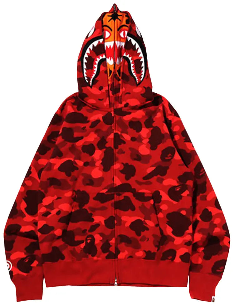 Bape Full Zip Camo Tiger Hoodie "Red"