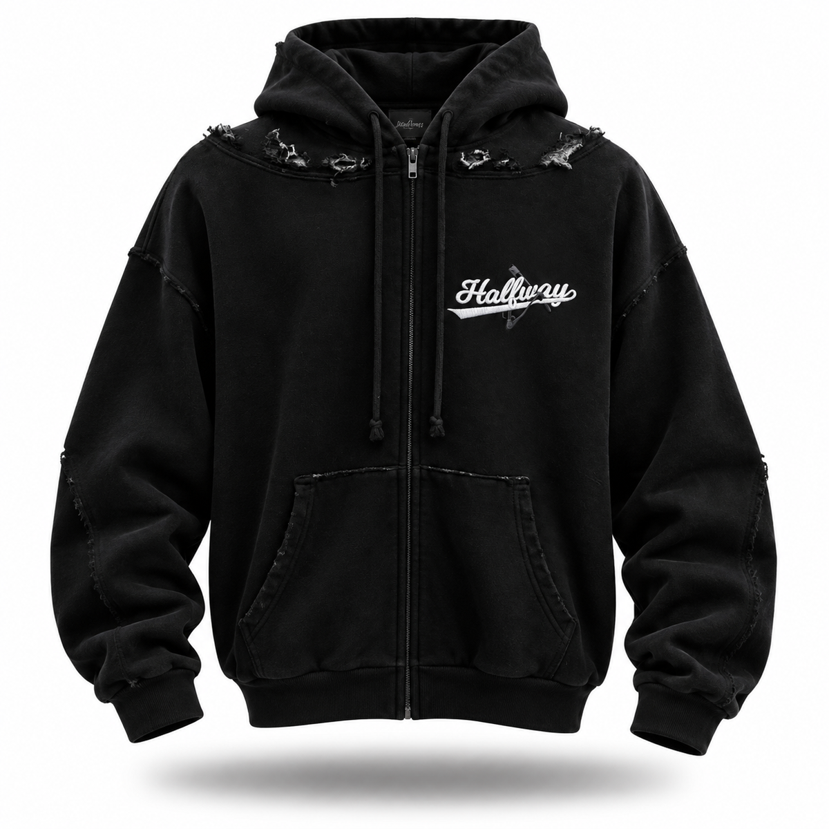 Halfway Home Zip Up Hoodie "Black"