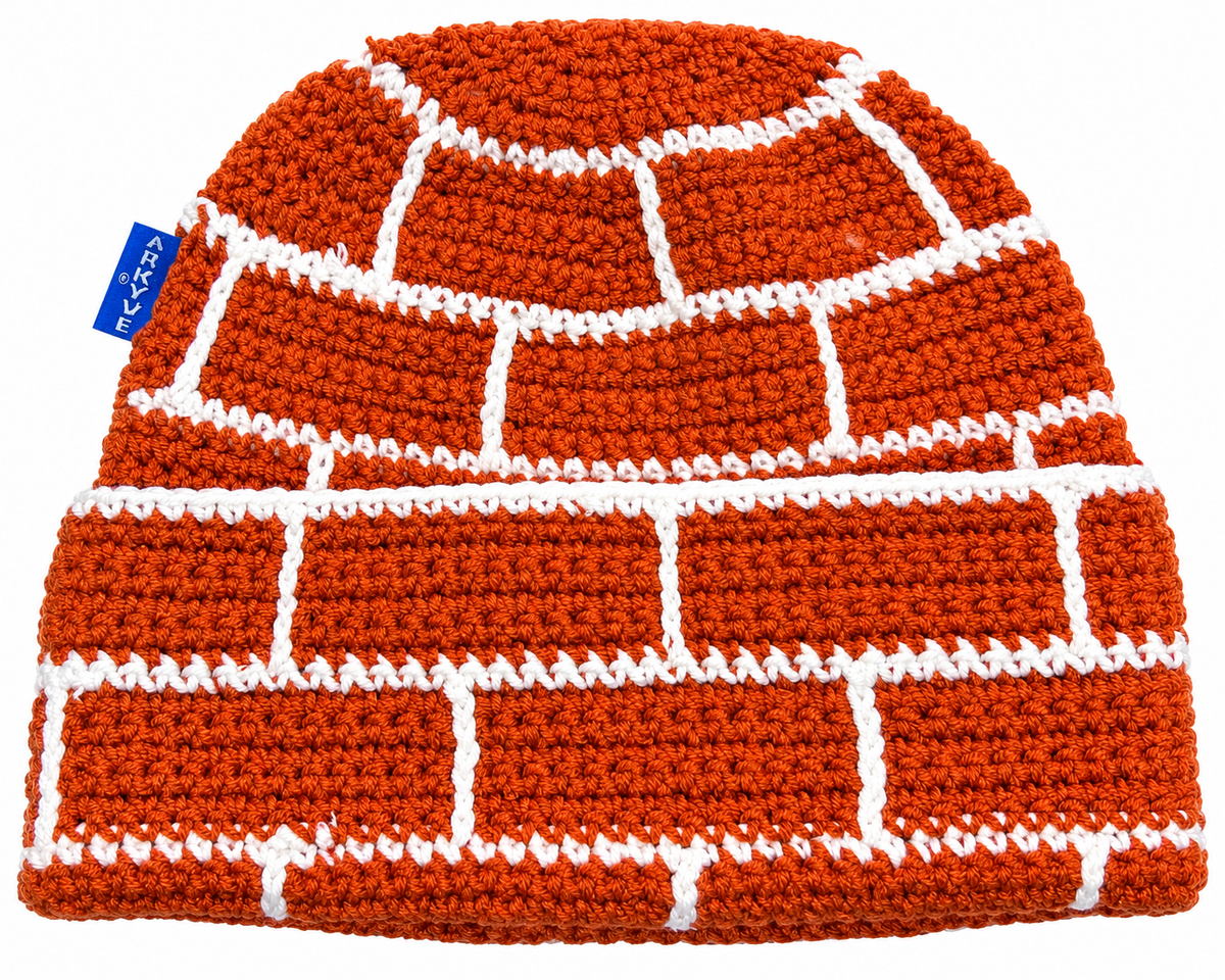 ARKYVE Brick Crochet Beanie Orange
