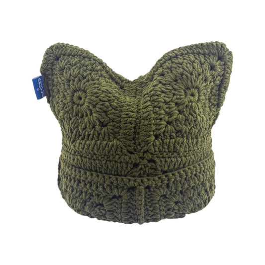 ARKYVE Pine Green Crochet Cat Hat