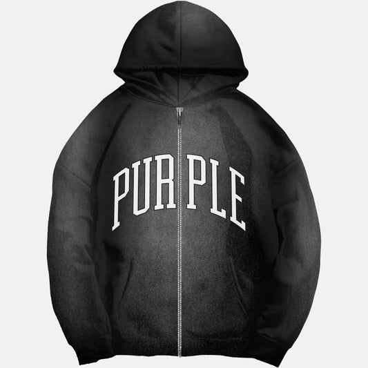 Purple Fleece Zip Collegiate Hoodie