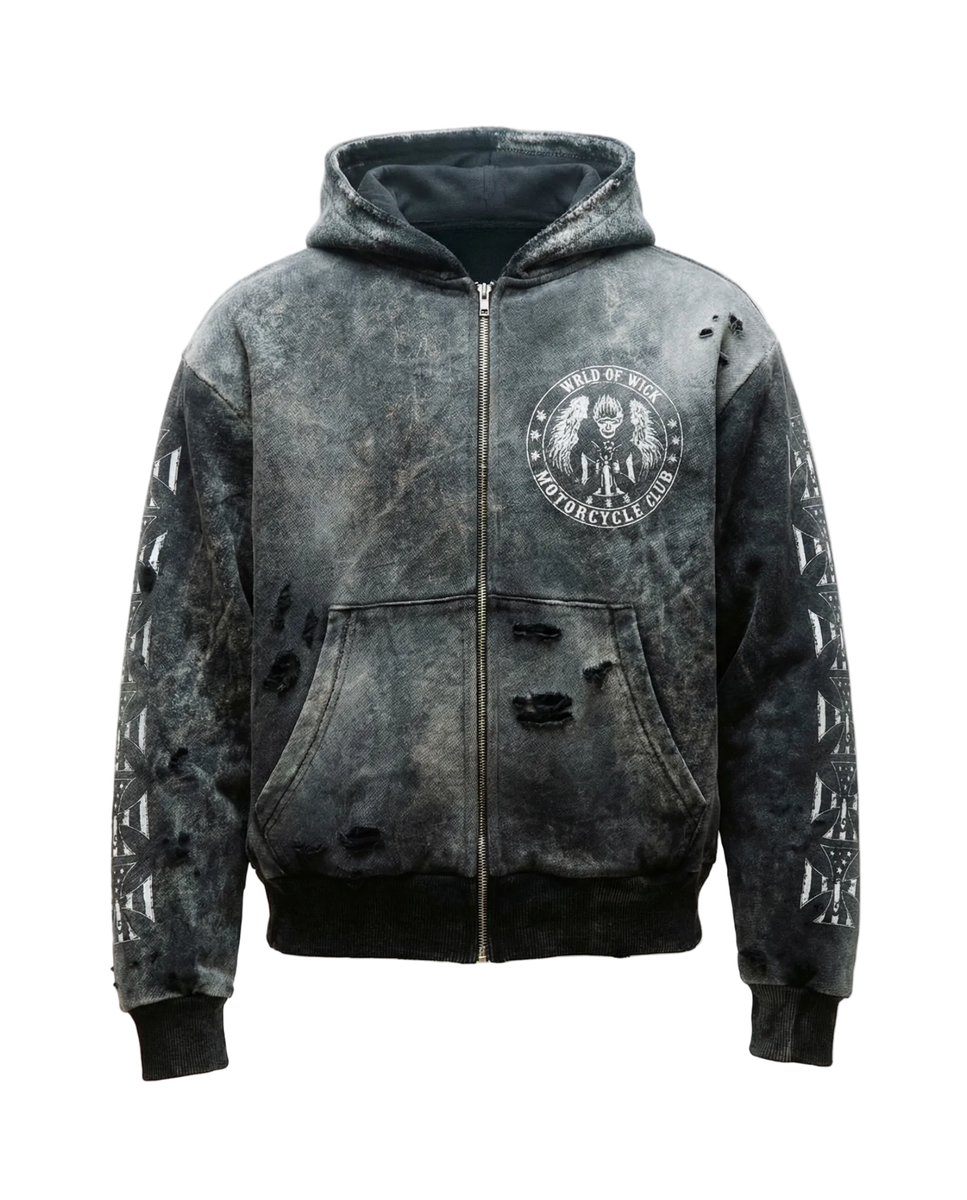Wrld of Wick Motorcycle Club Zip Up