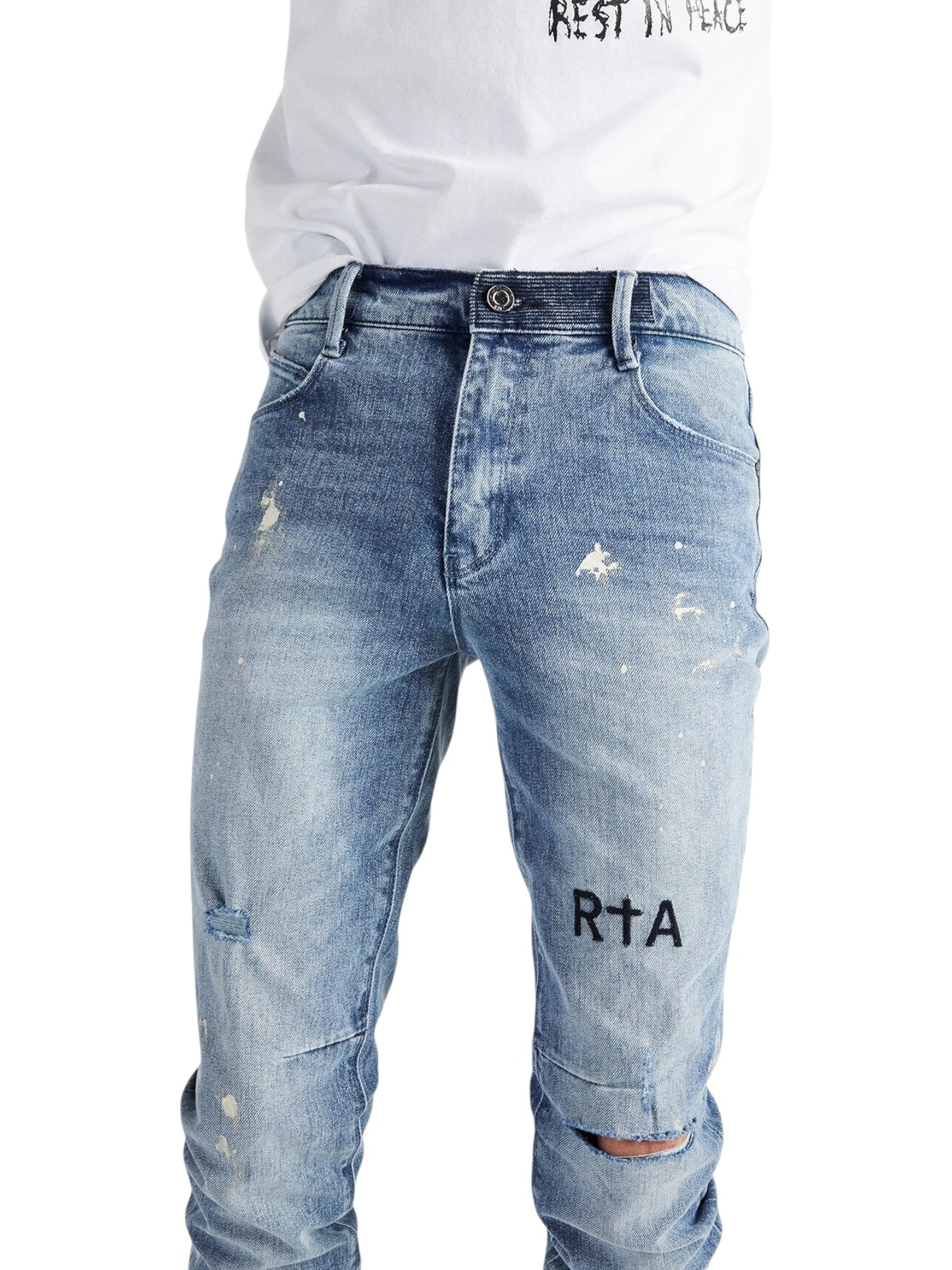 RTA Clayton Distressed Paint Jeans